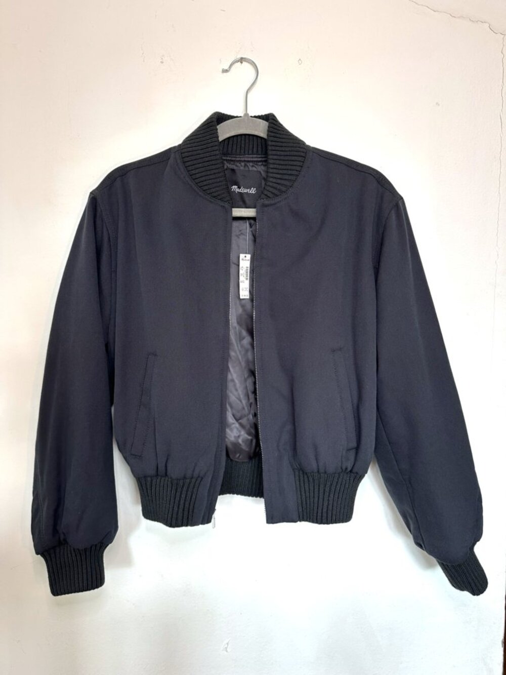 Madewell Bomber Jacket, Washed Black, S, NWT